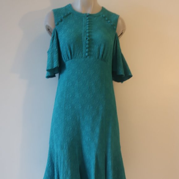 Nanette Lepore Teal Cold Shoulder Dress - Picture 2 of 13